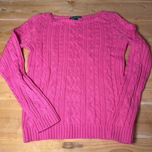 Lauren Ralph Lauren Pink Cable Knit Sweater Size M